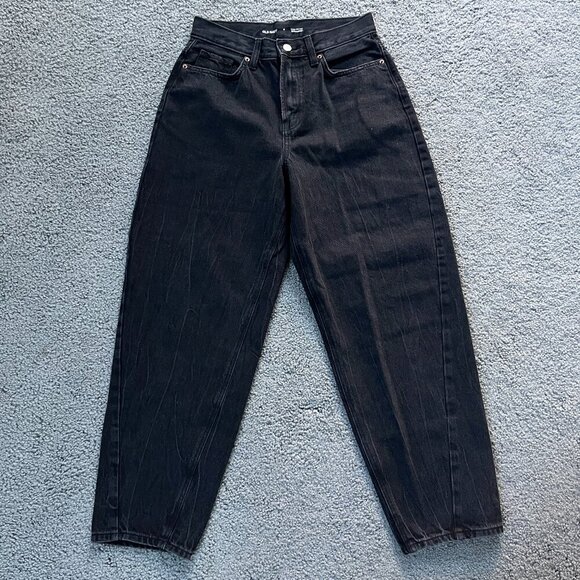 OLD NAVY EXTRA HIGH-RISE BALLOON JEANS - ZELDA BLACK WASH - EUC Women's Size 6 - Picture 1 of 13